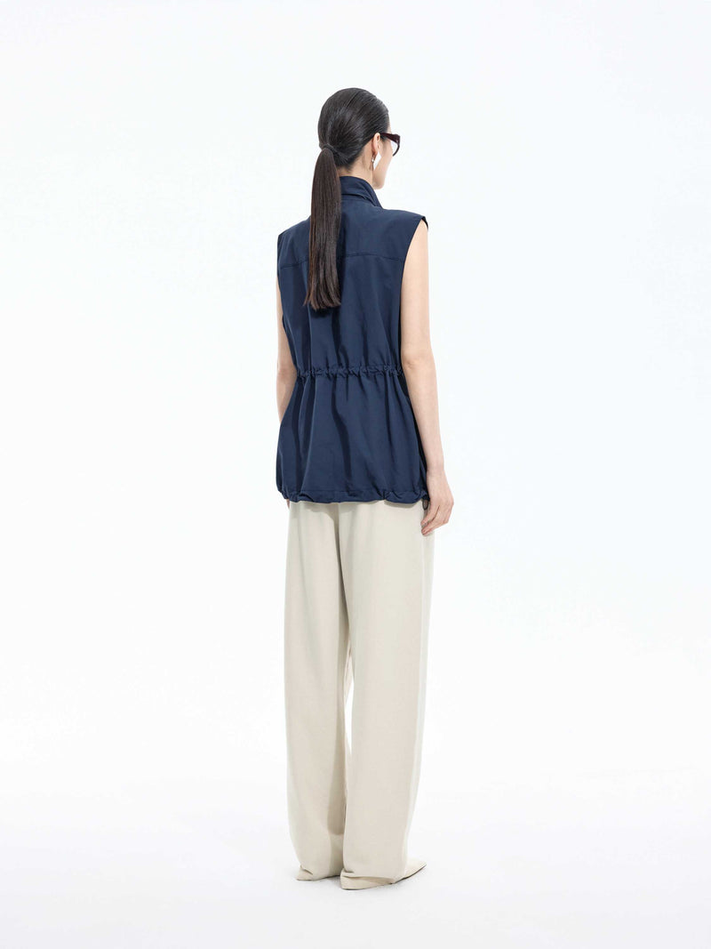Pants / JNBY Cotton Straight-Leg Drawstring Trousers Beige-2