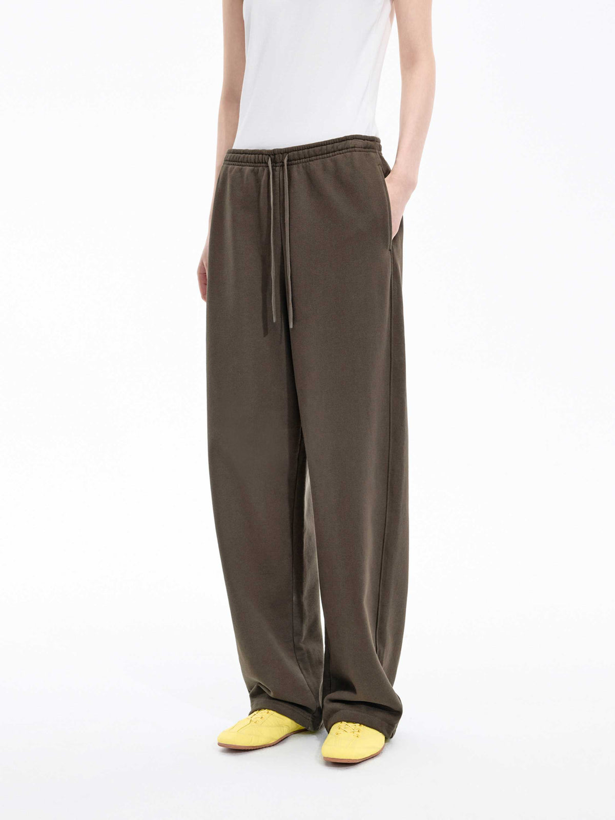 Pants / JNBY Cotton Straight-Leg Drawstring Trousers Dark Taupe-3