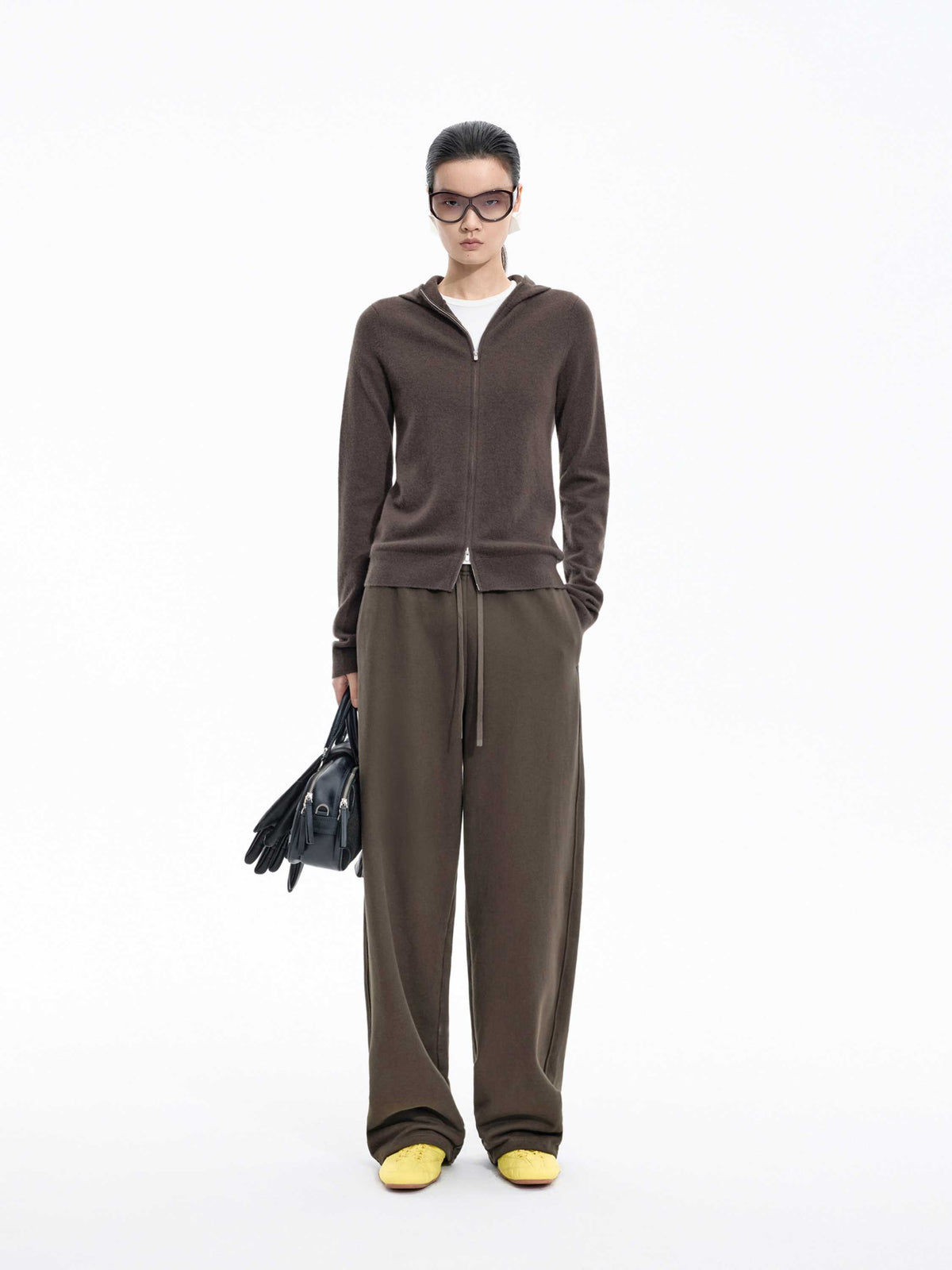 Pants / JNBY Cotton Straight-Leg Drawstring Trousers Dark Taupe-3