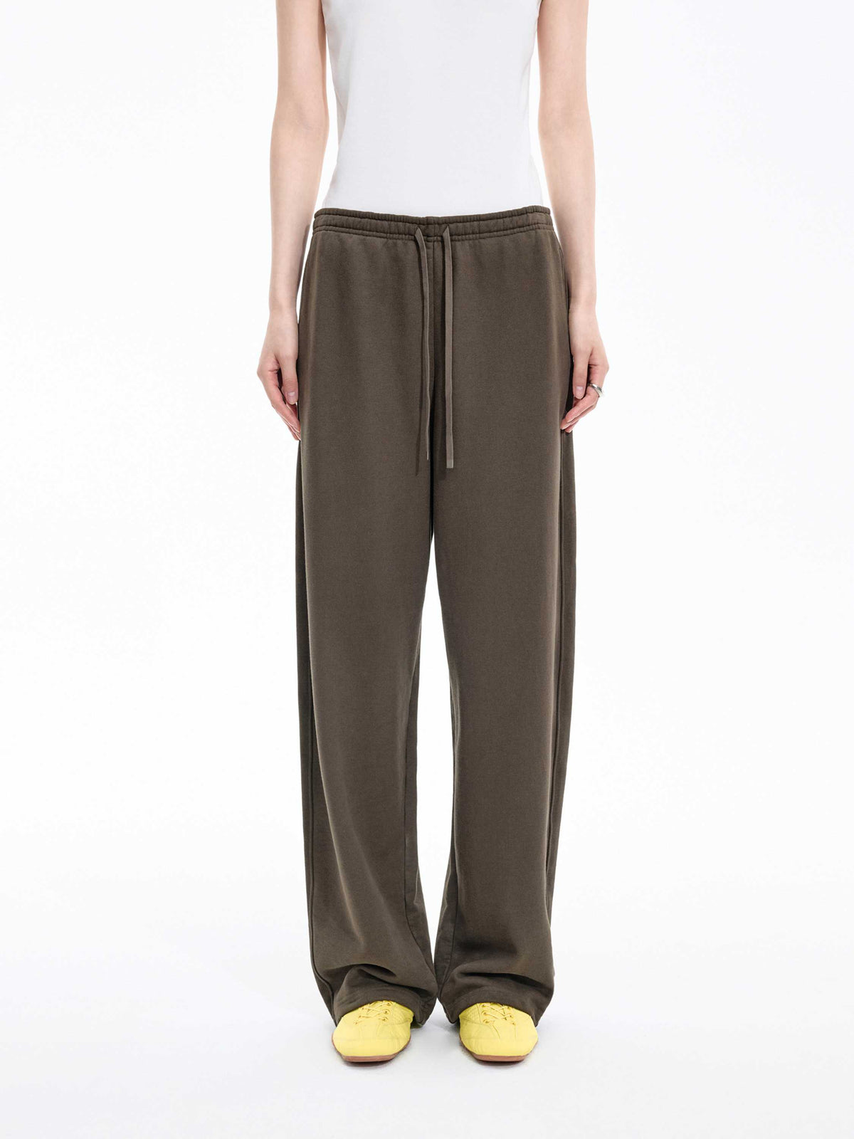 Pants / JNBY Cotton Straight-Leg Drawstring Trousers Dark Taupe-3