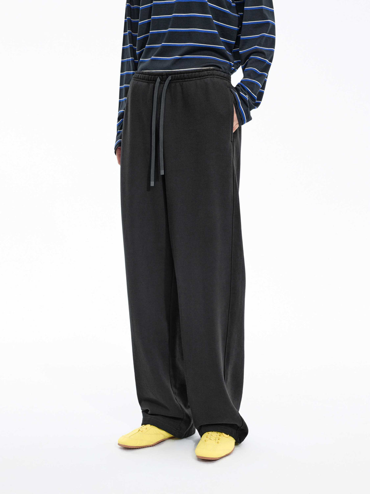 Pants / JNBY Cotton Straight-Leg Drawstring Trousers Black-1