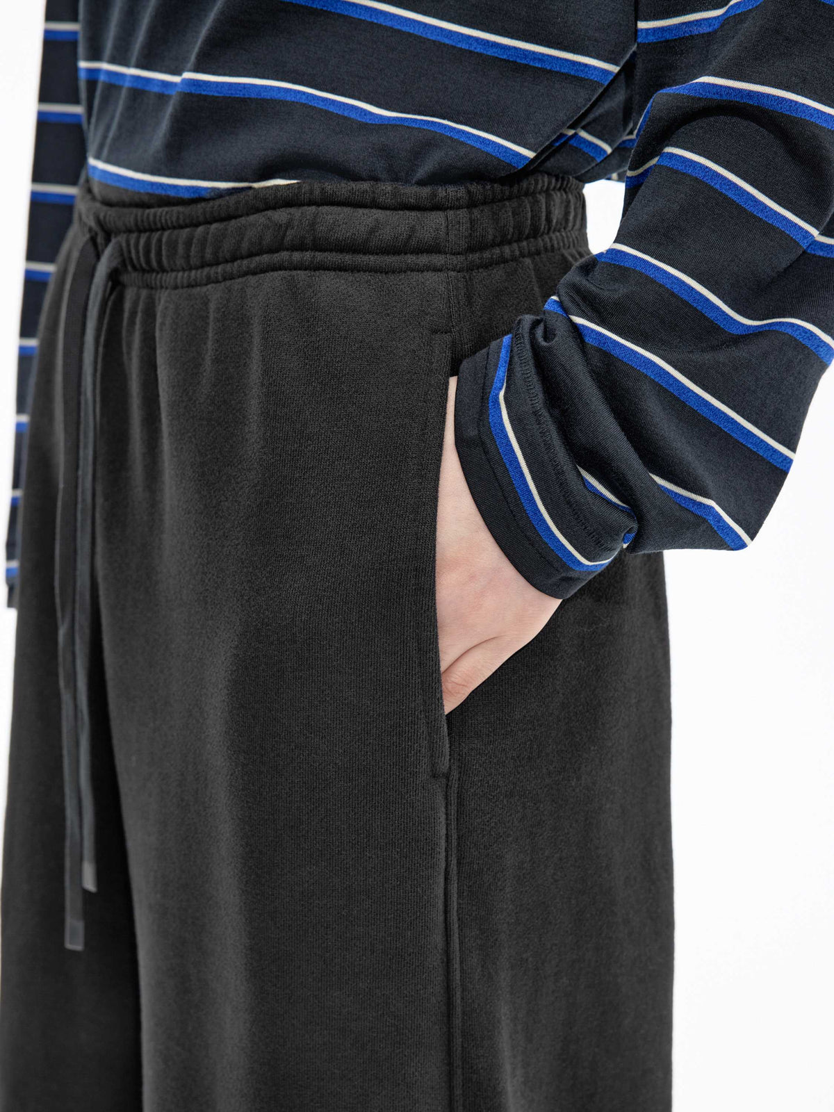 Pants / JNBY Cotton Straight-Leg Drawstring Trousers Black-1