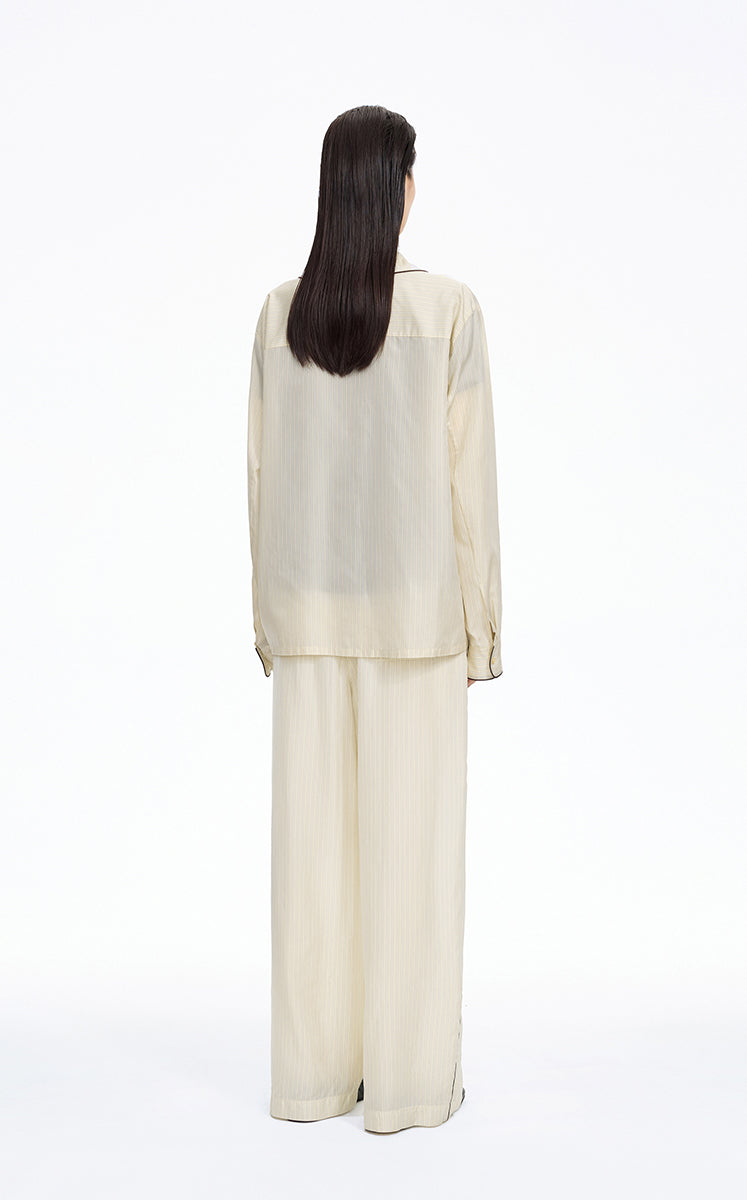 Pants / JNBY Cupro Straight-Leg Extra-Long Pants Oatmeal Marl-2
