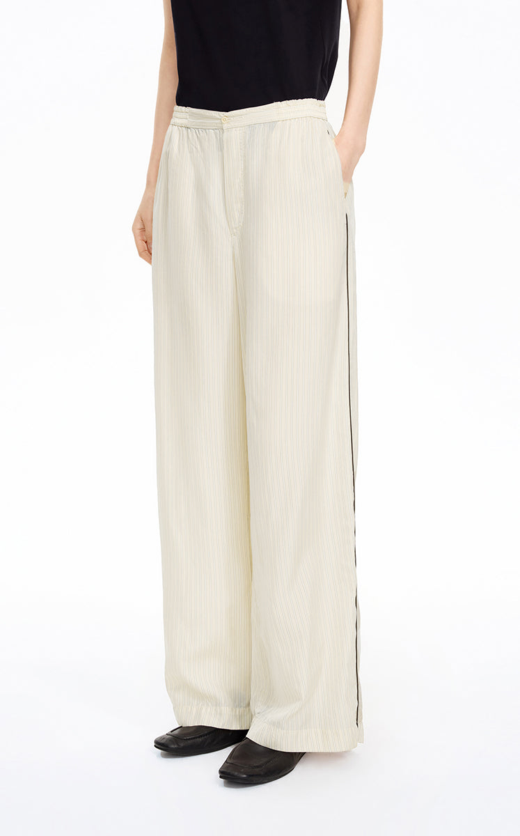 Pants / JNBY Cupro Straight-Leg Extra-Long Pants Oatmeal Marl-2