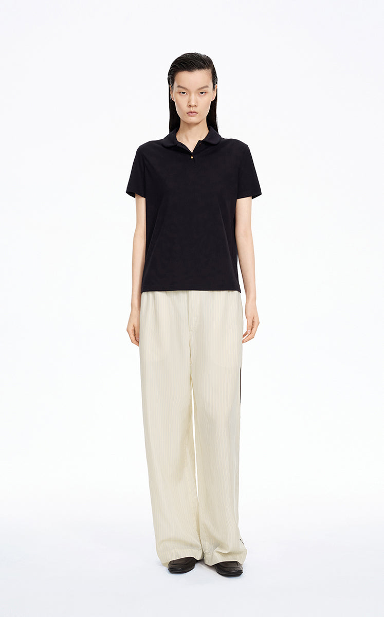 Pants / JNBY Cupro Straight-Leg Extra-Long Pants Oatmeal Marl-2