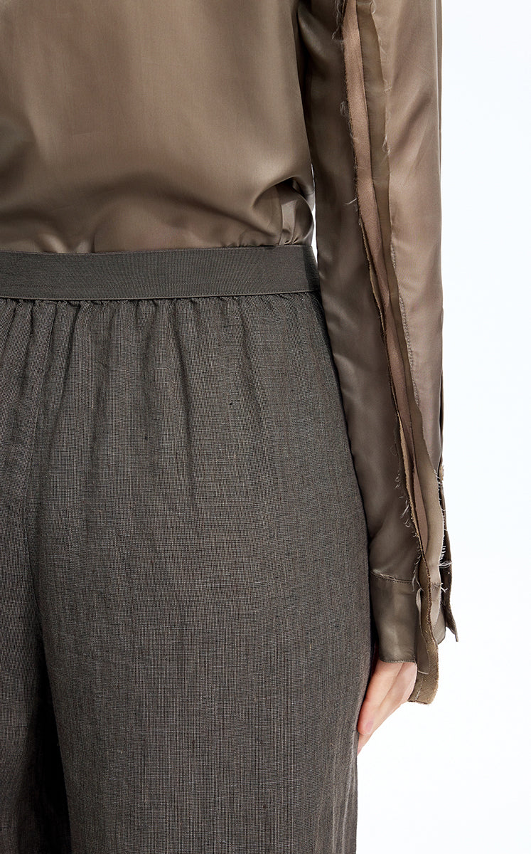 Pants / JNBY Dew-Retted Linen Wide-Leg Pants Dark Brown Marl-2