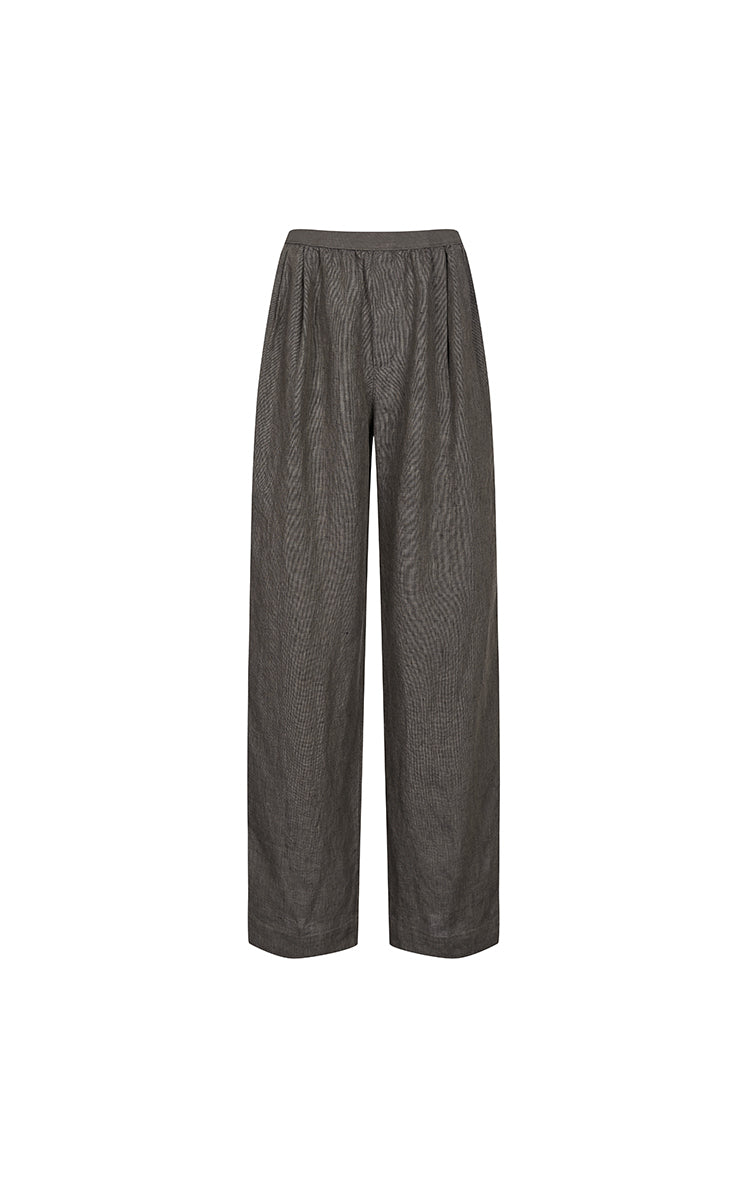 Pants / JNBY Dew-Retted Linen Wide-Leg Pants Dark Brown Marl-2