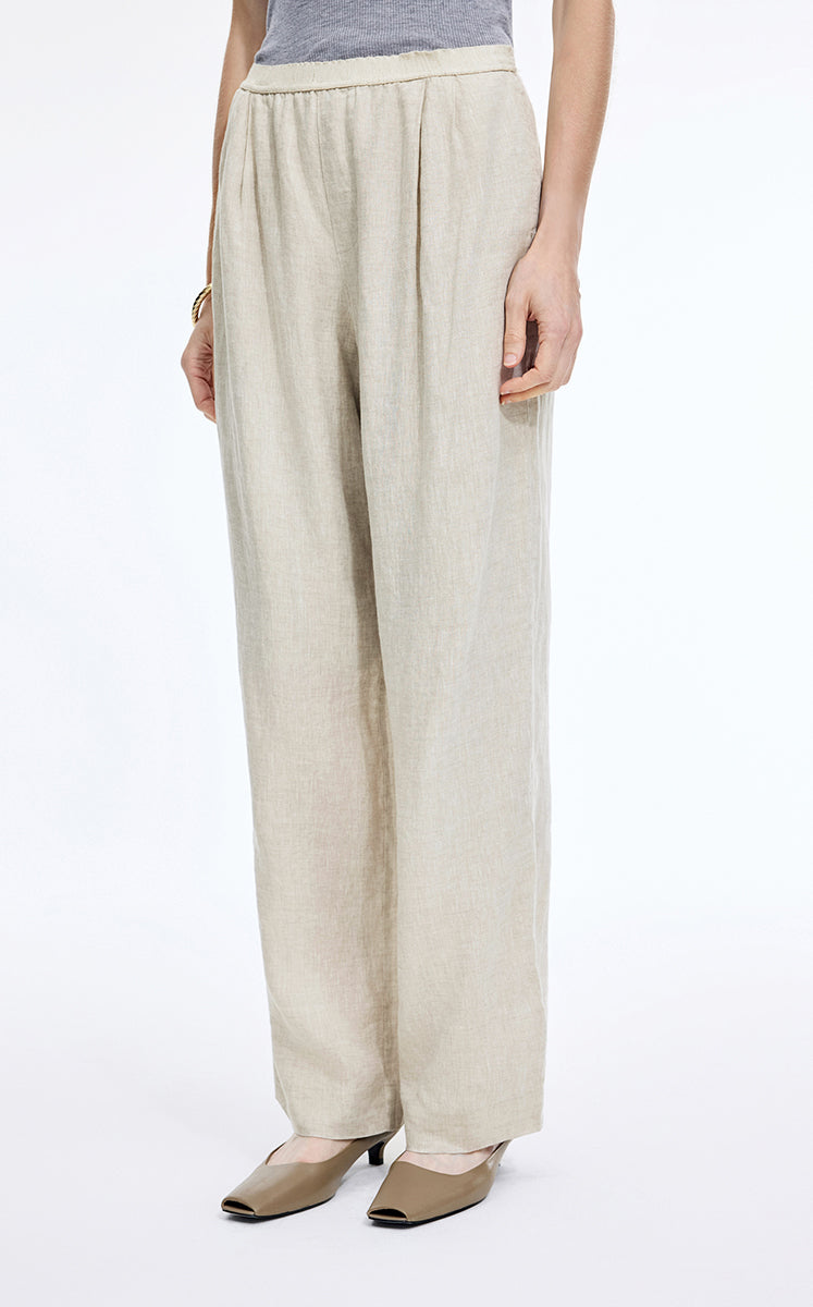 Pants / JNBY Dew-Retted Linen Wide-Leg Pants Natural-1