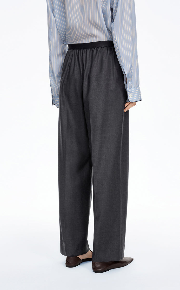 Pants / JNBY Elastic-Waist Straight-Leg Long Pants Black Marl-2