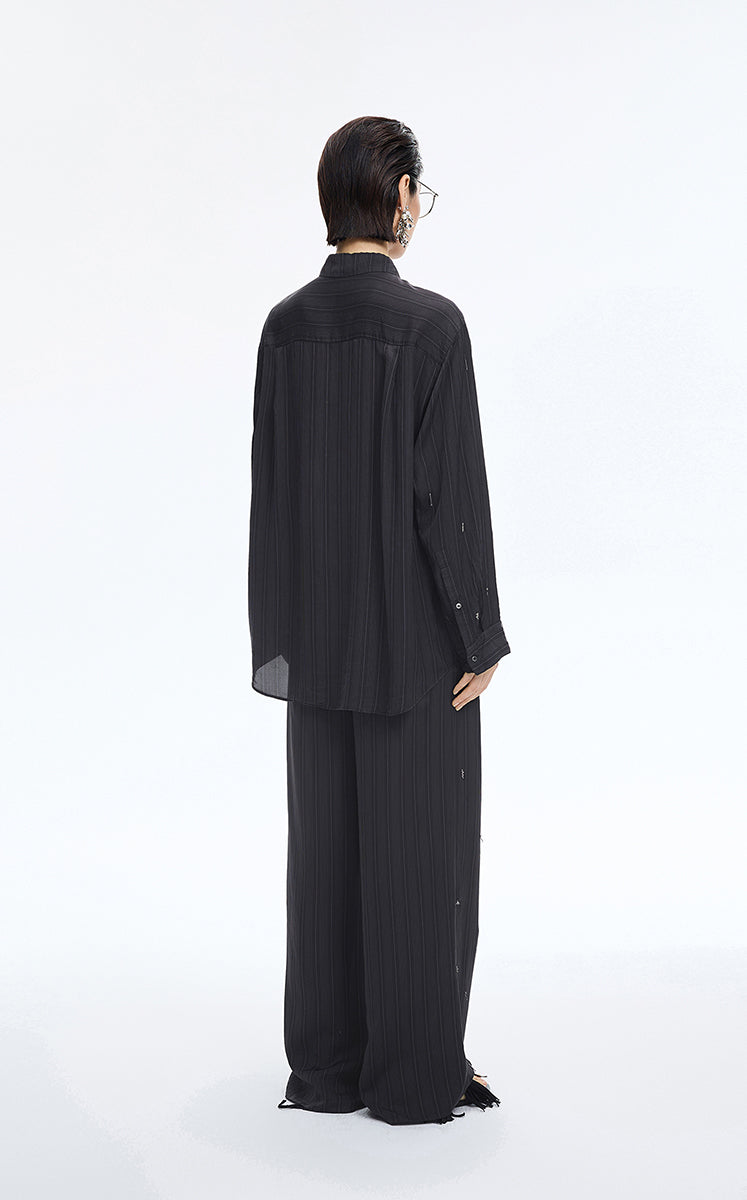 Pants / JNBY Embellished Wide-Leg Cupro Pants Grey Marl-1