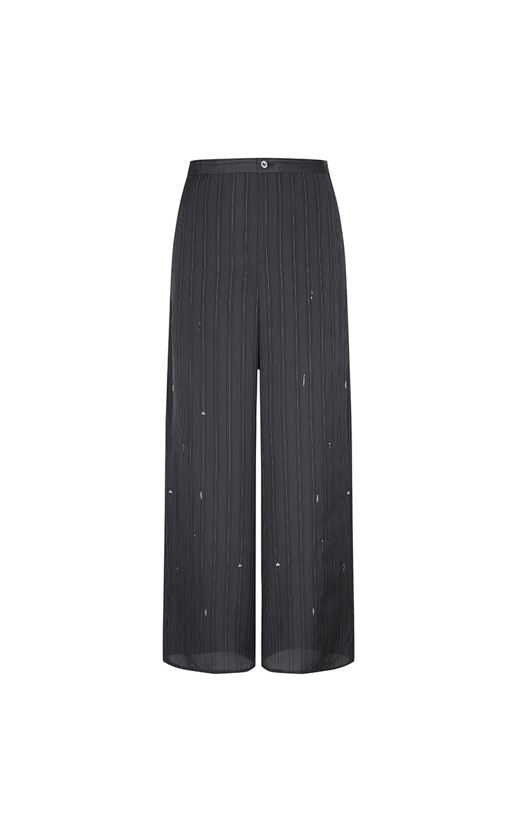 Pants / JNBY Embellished Wide-Leg Cupro Pants Grey Marl-1