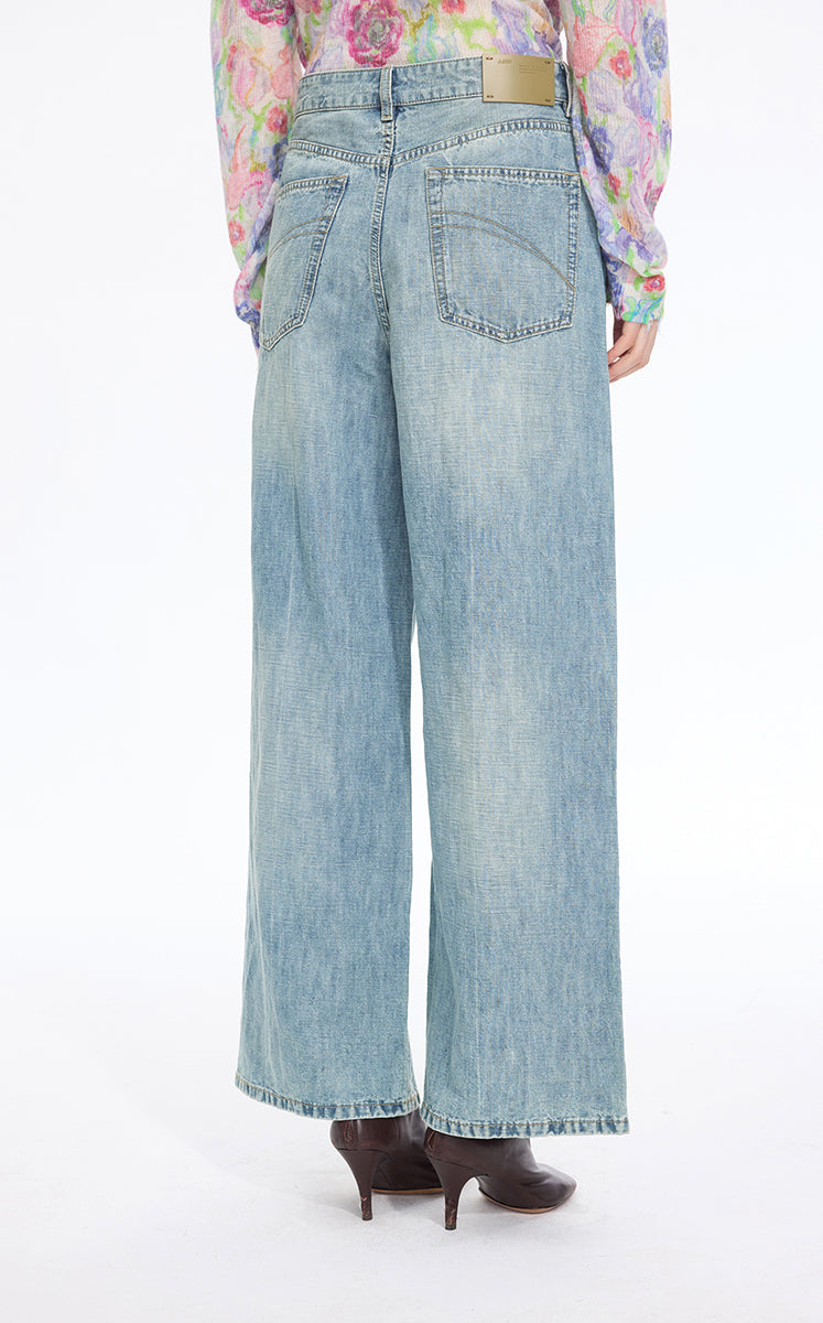 Pants / JNBY Embellished Wide-Leg Denim Jeans Light Denim Blue-2