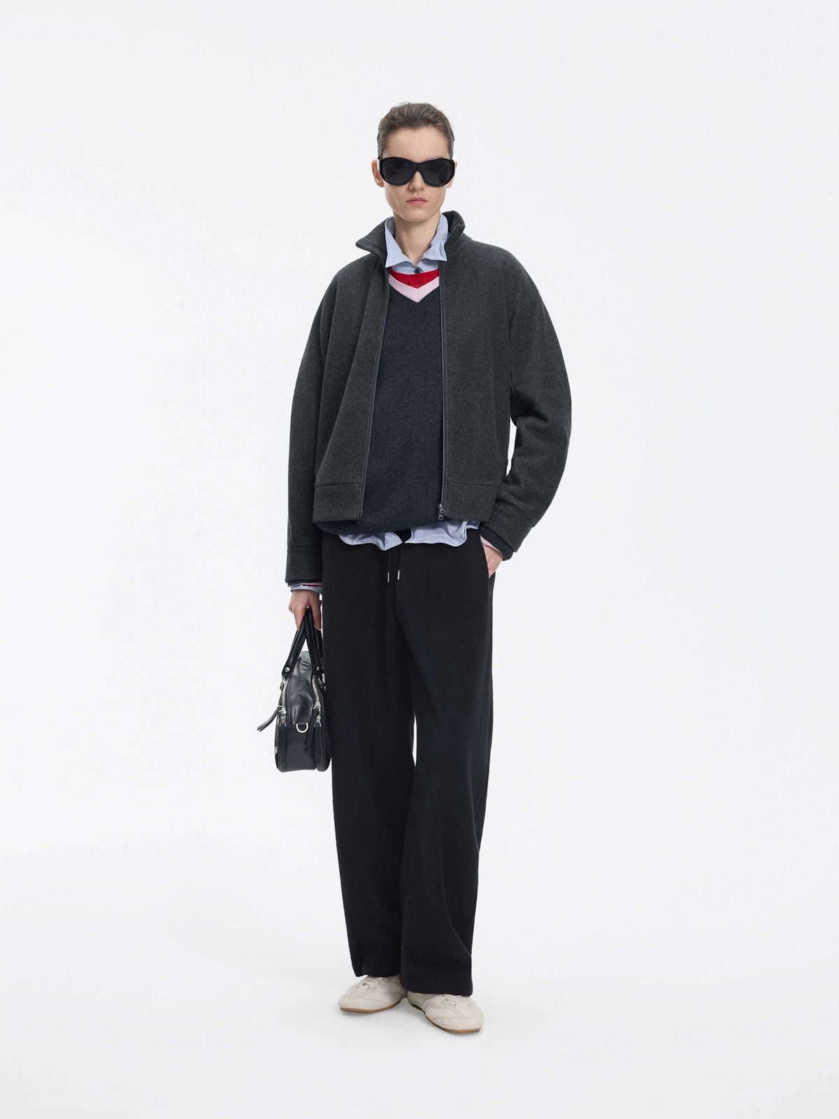 Pants / JNBY Fleece Banana Cut Drawstring Trousers Near Black-1