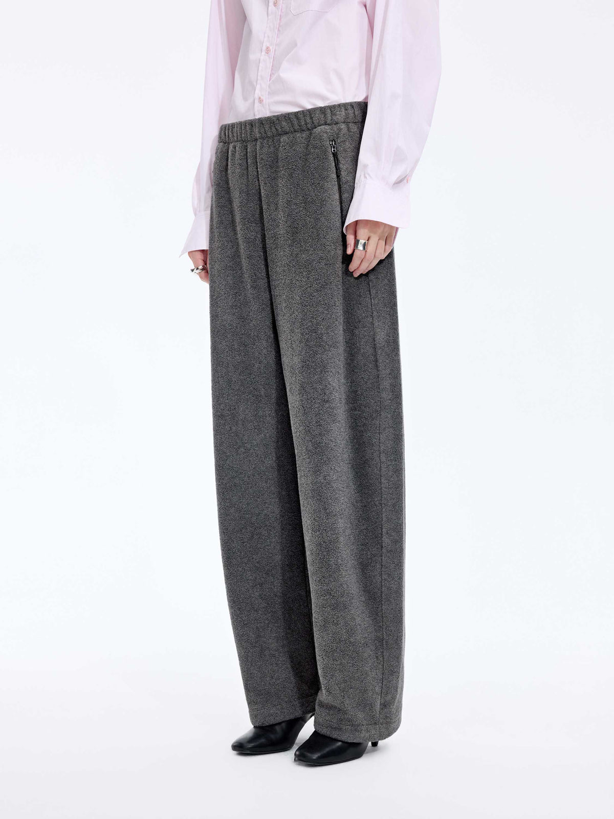 Pants / JNBY Fleece Banana Cut Drawstring Trousers Dark Heather Grey-2