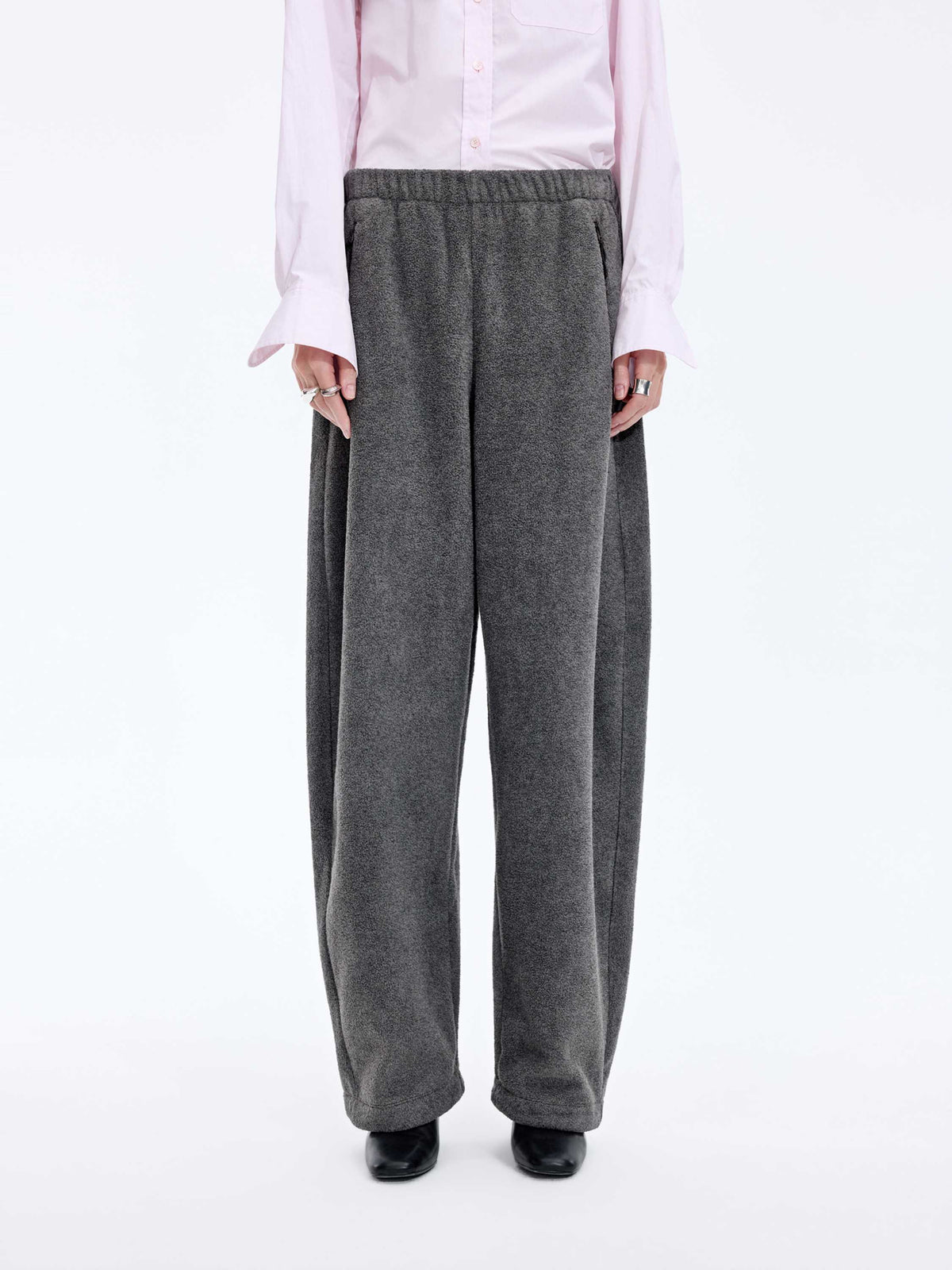 Pants / JNBY Fleece Banana Cut Drawstring Trousers Dark Heather Grey-2
