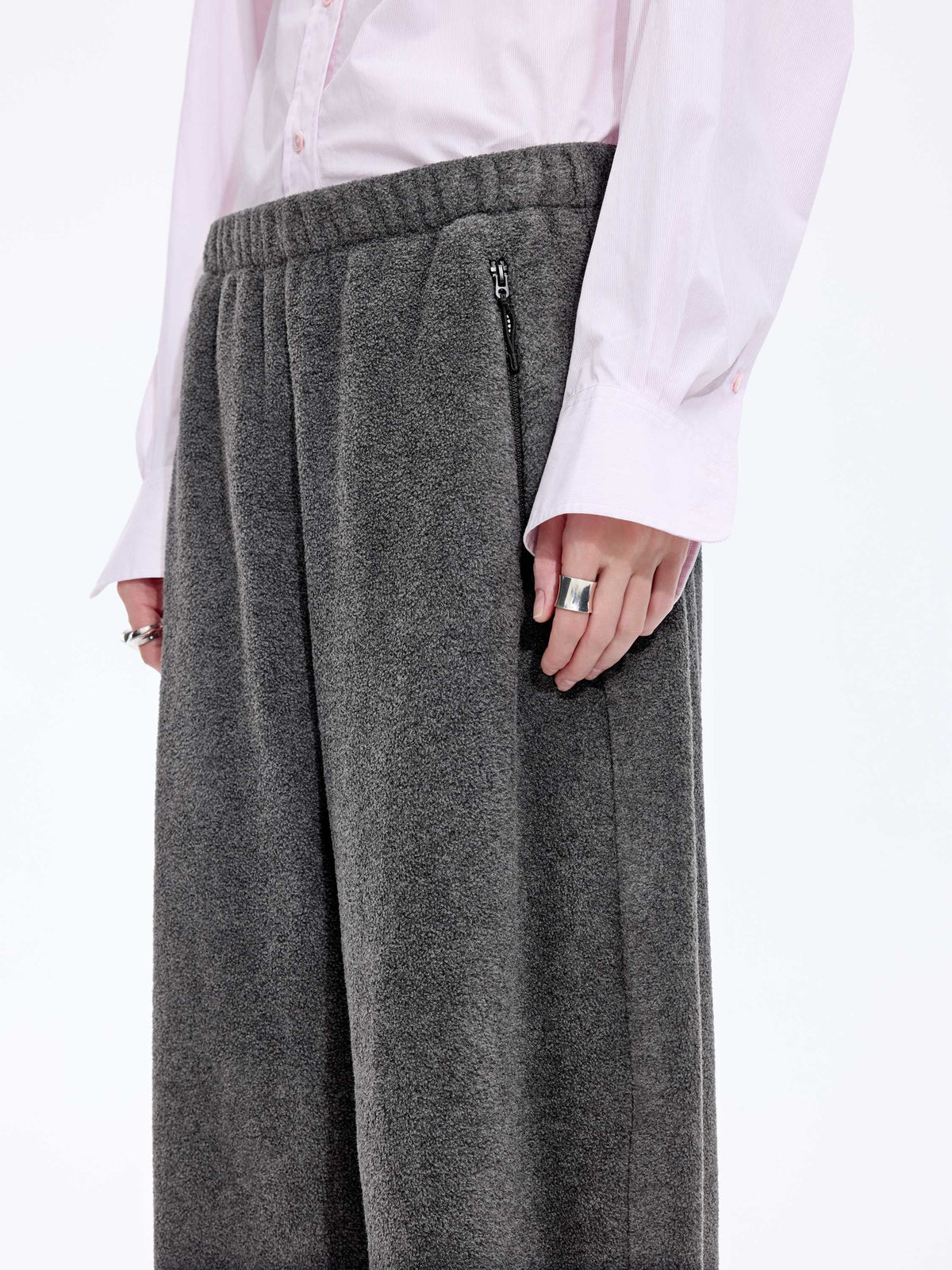 Pants / JNBY Fleece Banana Cut Drawstring Trousers Dark Heather Grey-2
