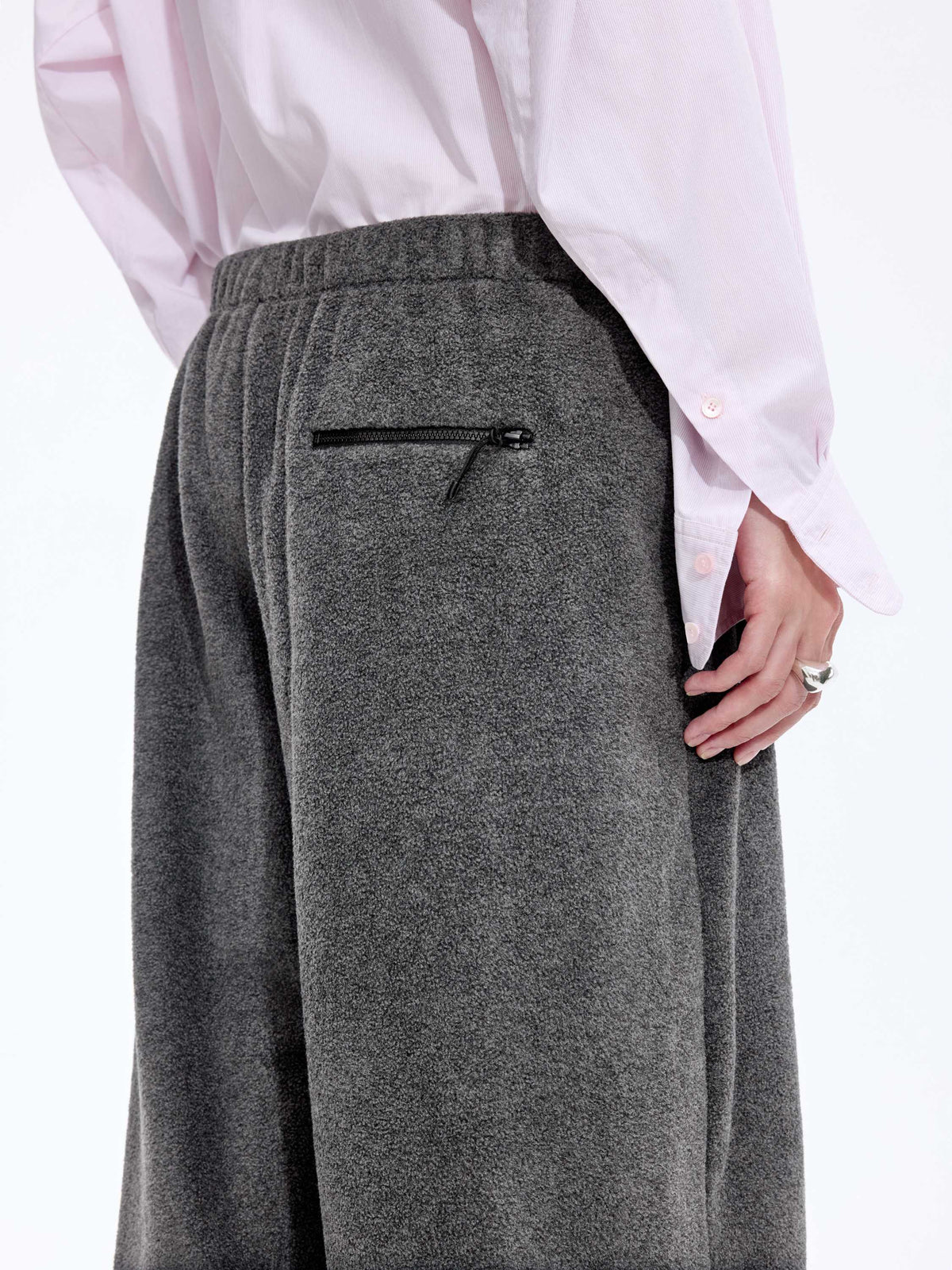 Pants / JNBY Fleece Banana Cut Drawstring Trousers Dark Heather Grey-2
