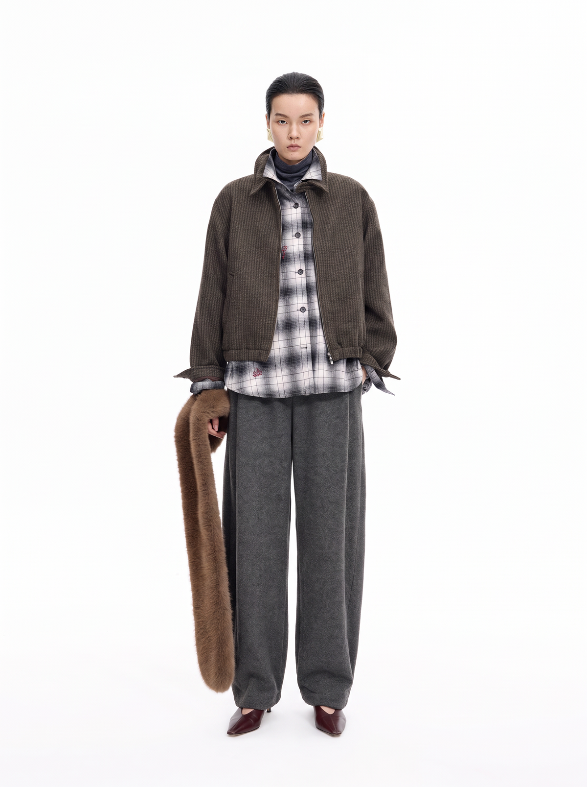 Pants / JNBY Fleece Banana Cut Drawstring Trousers Dark Heather Grey-2