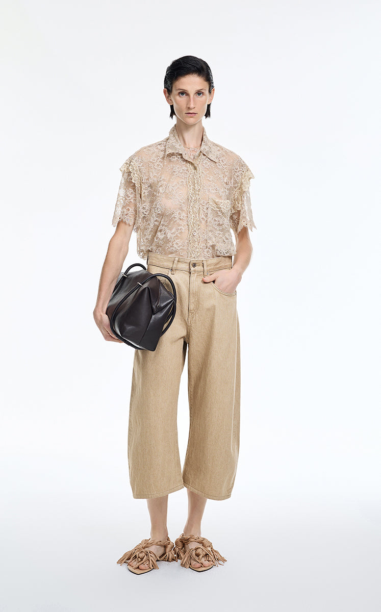 Pants / JNBY High-Waist Ankle-Length Banana Jeans Mustard Khaki-2