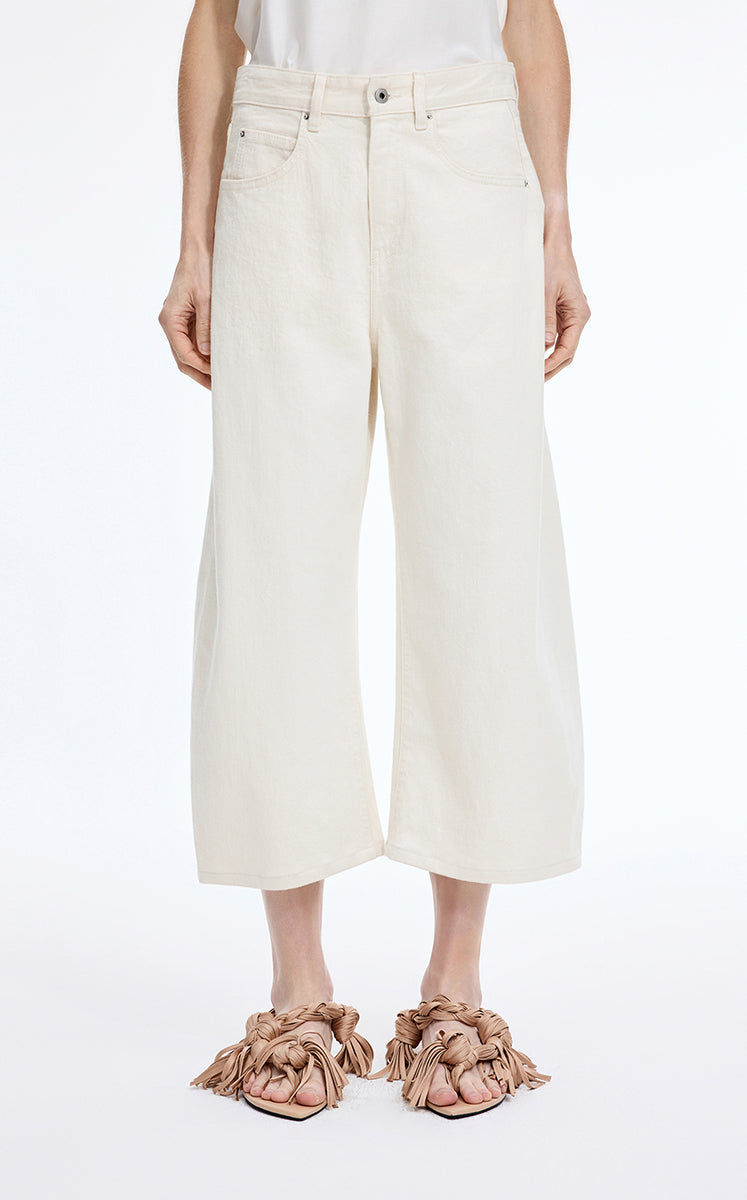 Pants / JNBY High-Waist Ankle-Length Banana Jeans White Denim-1