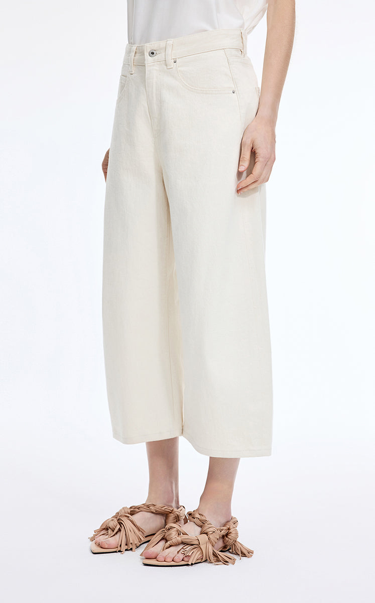Pants / JNBY High-Waist Ankle-Length Banana Jeans White Denim-1
