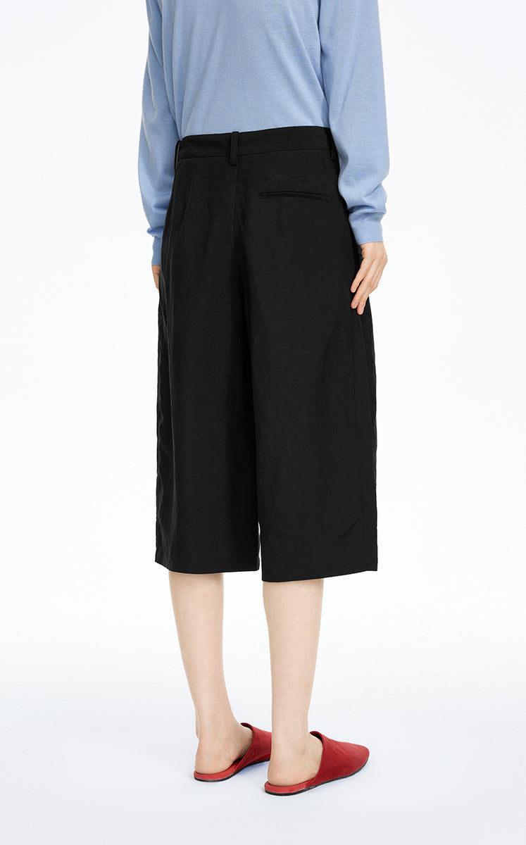Pants / JNBY Linen-Blend Cropped Banana Pants Black-1