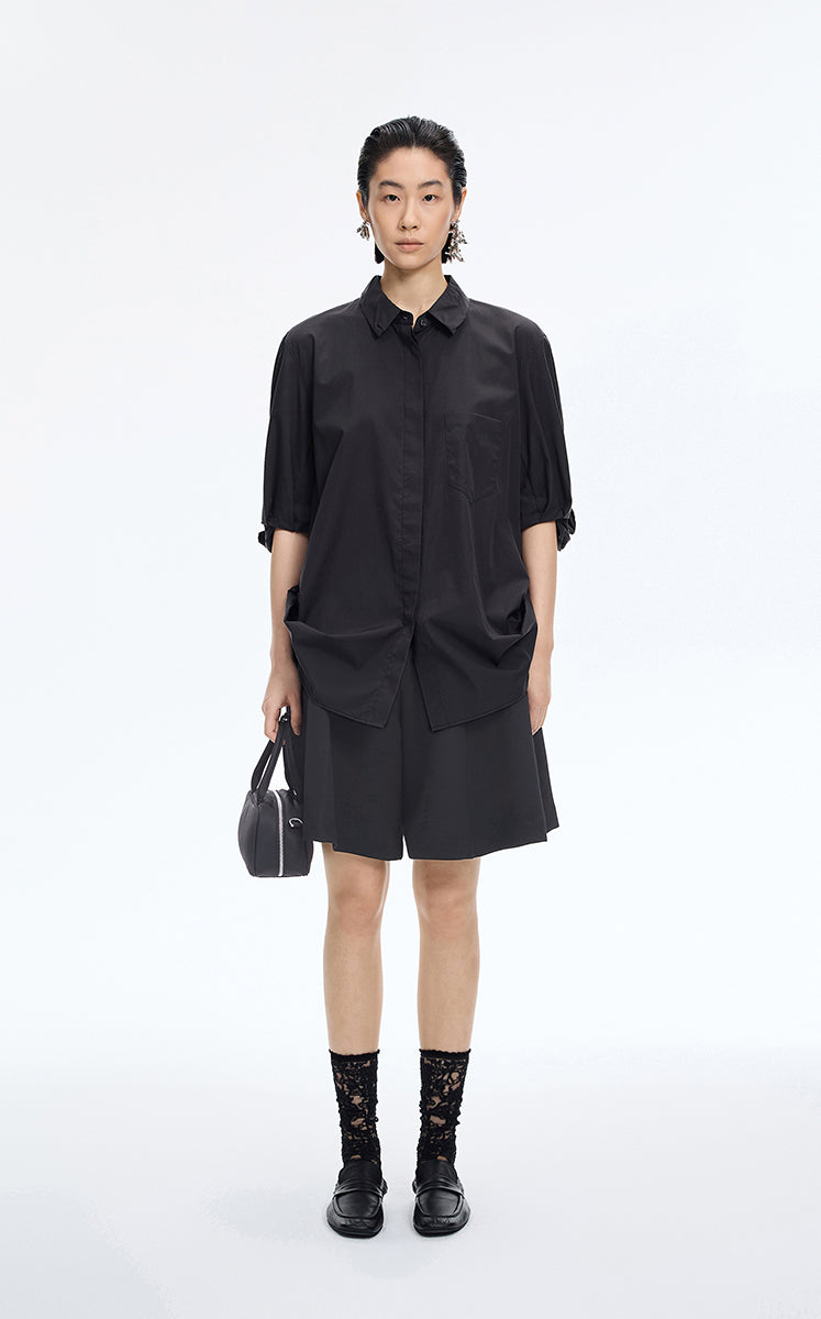 Pants / JNBY Linen-Blend Cropped Banana Pants Black-1