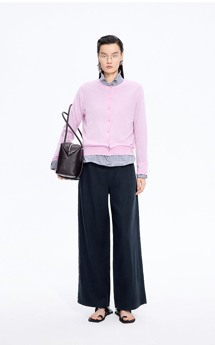 Pants / JNBY Linen Relaxed Wide-Leg Pants Navy-1