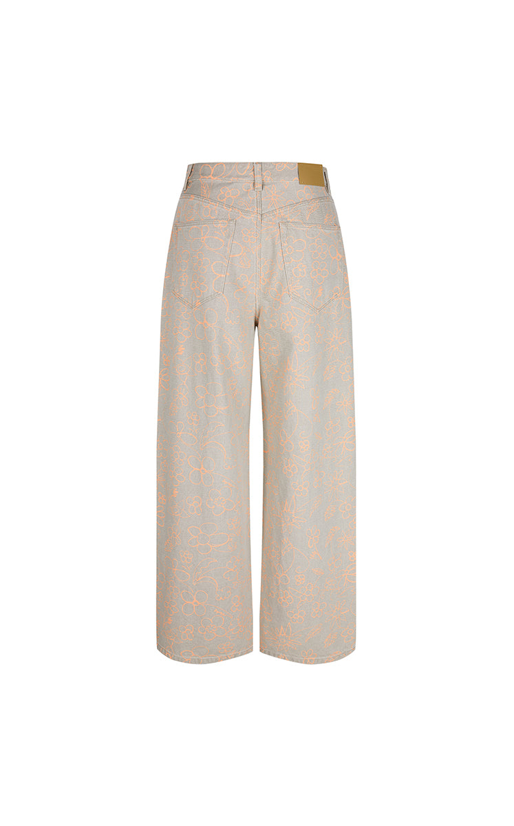 Pants / JNBY Printed Floral Wide-Leg Jeans Khaki-1