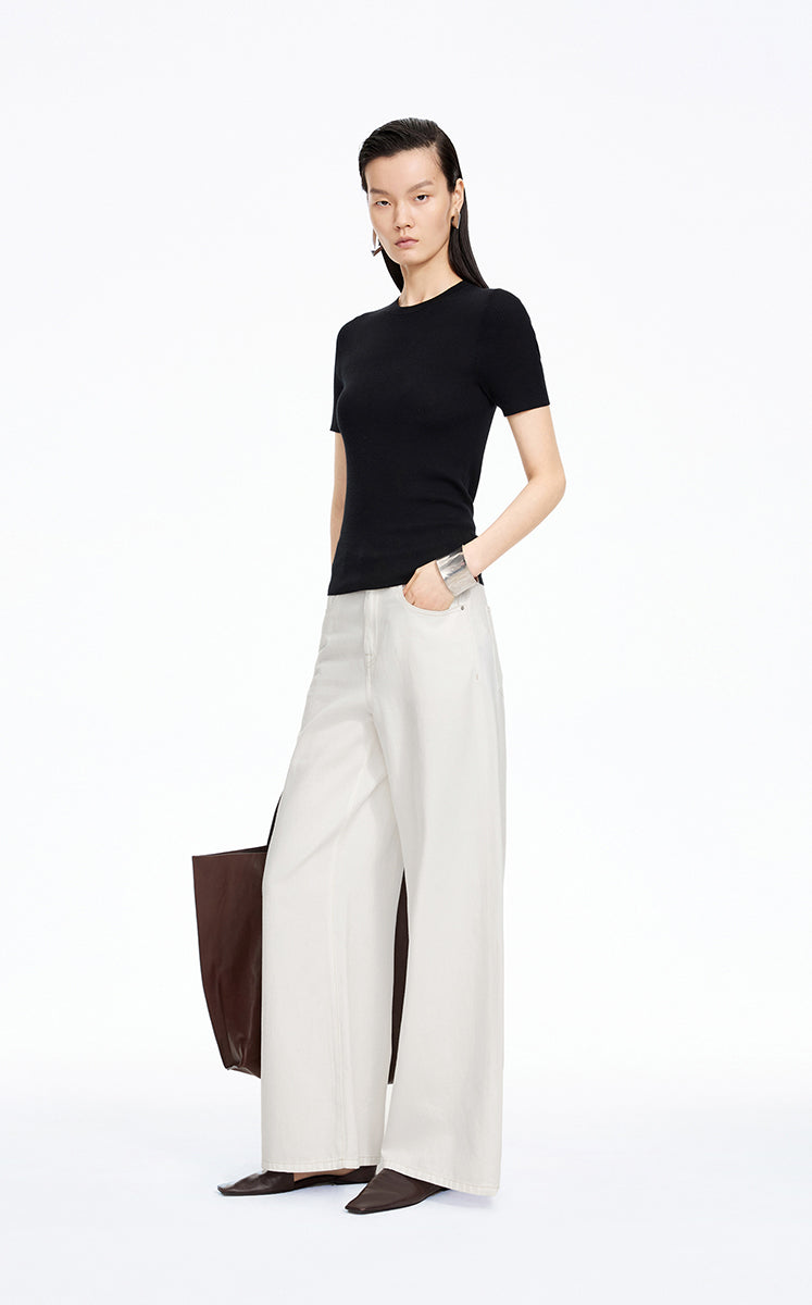 Pants / JNBY Relaxed Wide-Leg Cotton-Lyocell Blend Jeans White Denim-2