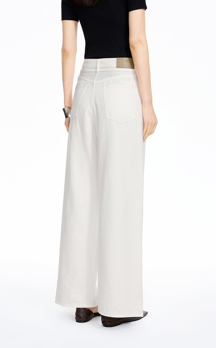 Pants / JNBY Relaxed Wide-Leg Cotton-Lyocell Blend Jeans White Denim-2