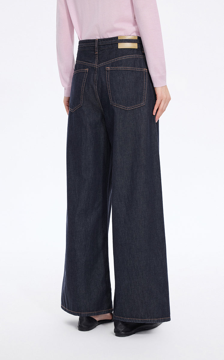 Pants / JNBY Relaxed Wide-Leg Cotton-Lyocell Blend Jeans Dark Denim-1