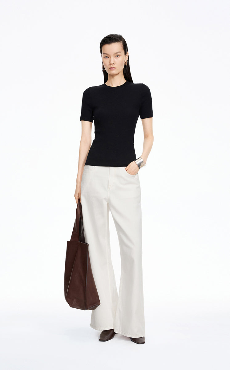 Pants / JNBY Relaxed Wide-Leg Cotton-Lyocell Blend Jeans White Denim-2