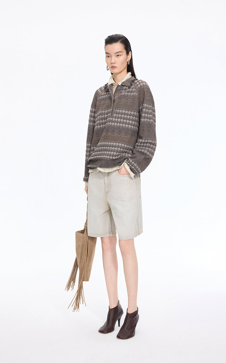 Pants / JNBY Straight-Leg Mid-Length Denim Pants Khaki Denim-1