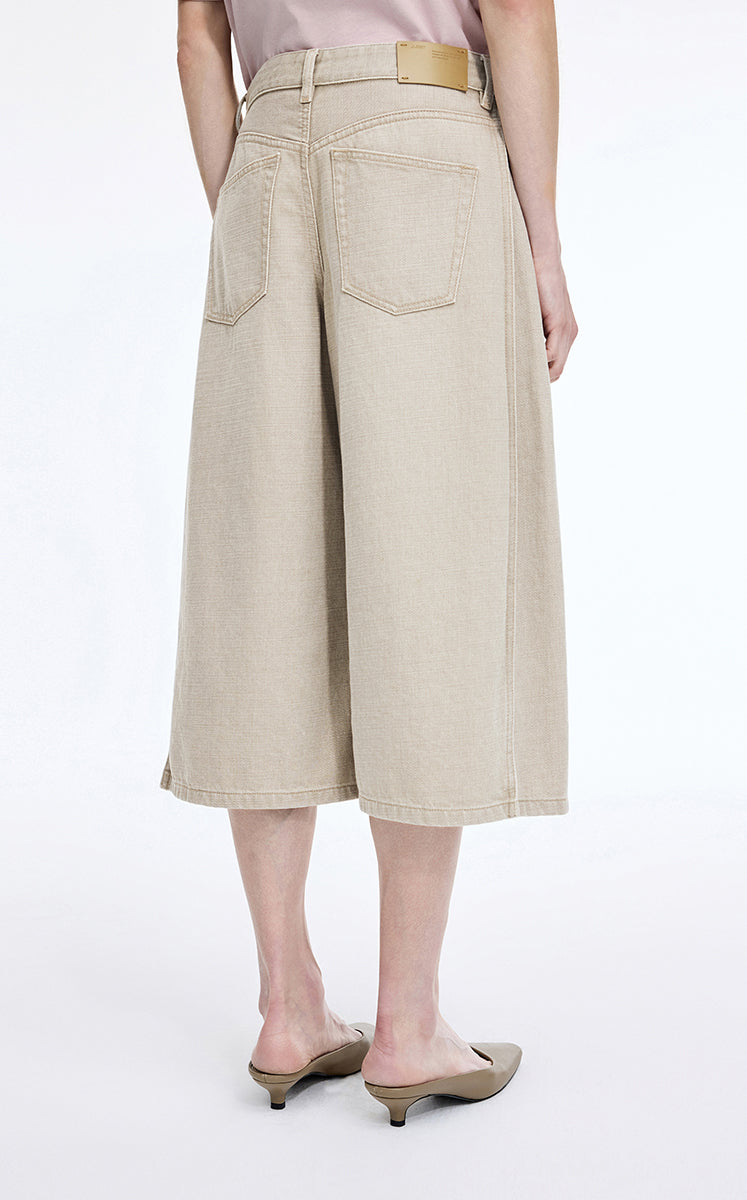 Pants / JNBY Wide-Leg Cropped Denim Pants Khaki Denim-2
