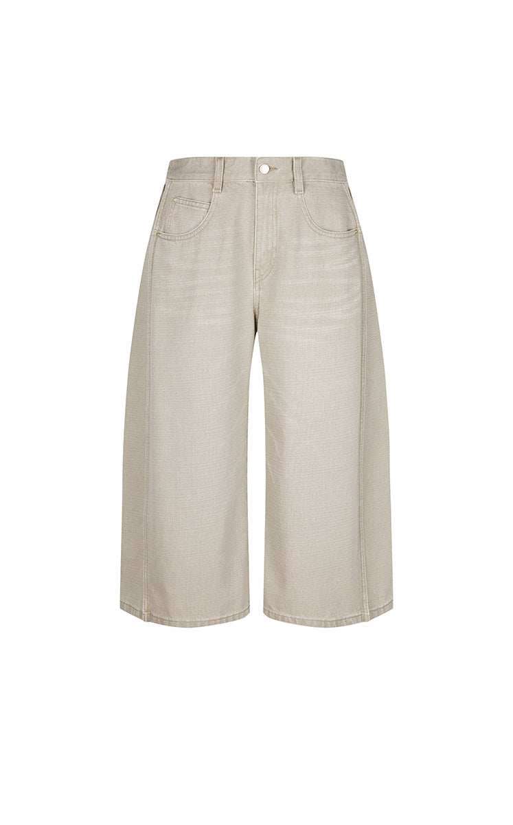 Pants / JNBY Wide-Leg Cropped Denim Pants Khaki Denim-2