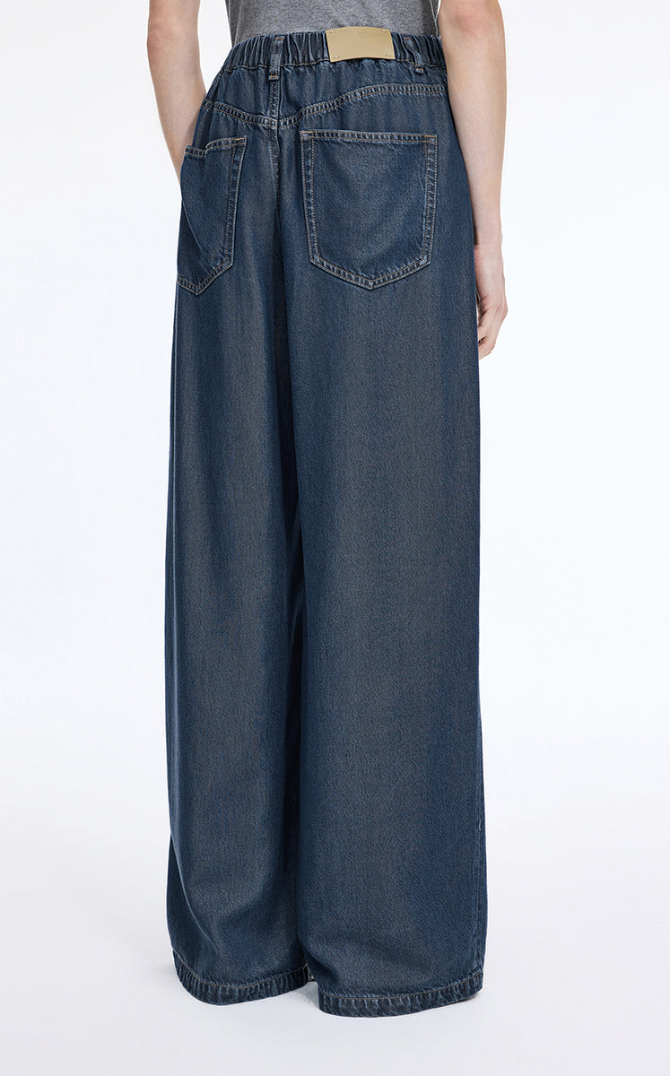 Pants / JNBY Wide-Leg Drawstring Lyocell Jeans Dark Denim-3