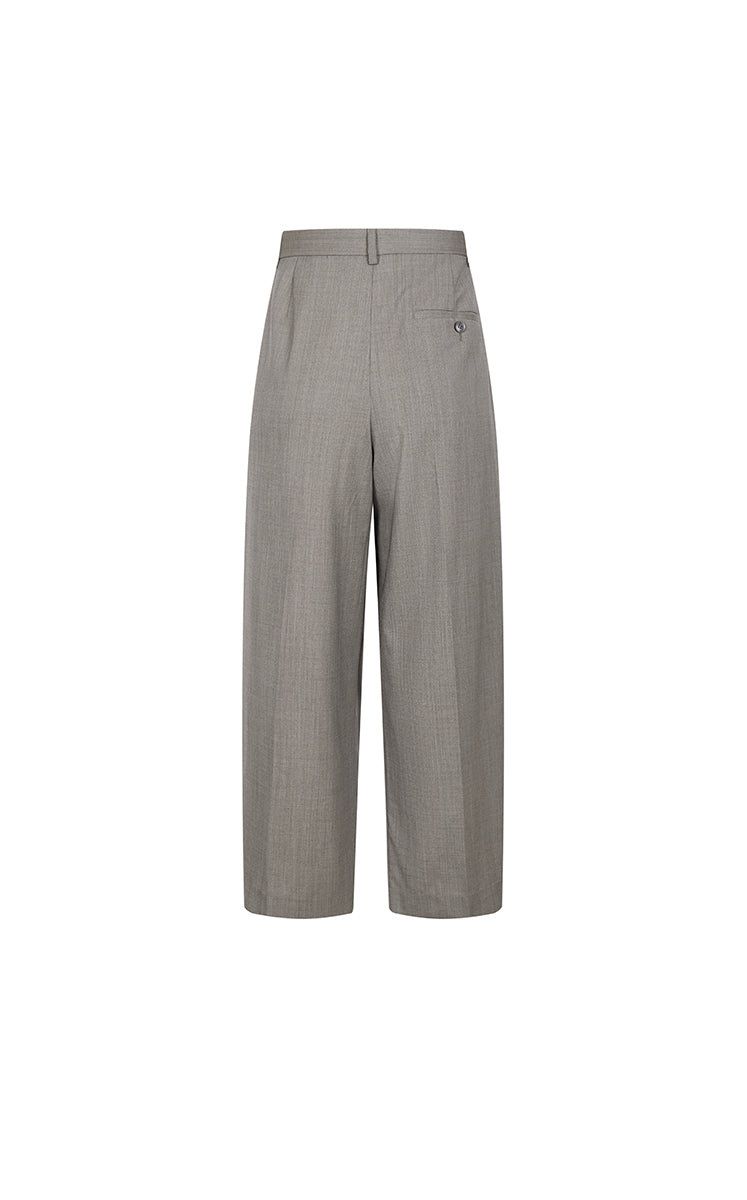 Pants / JNBY Wool Blend Cropped Straight-Leg Pants Greige-1