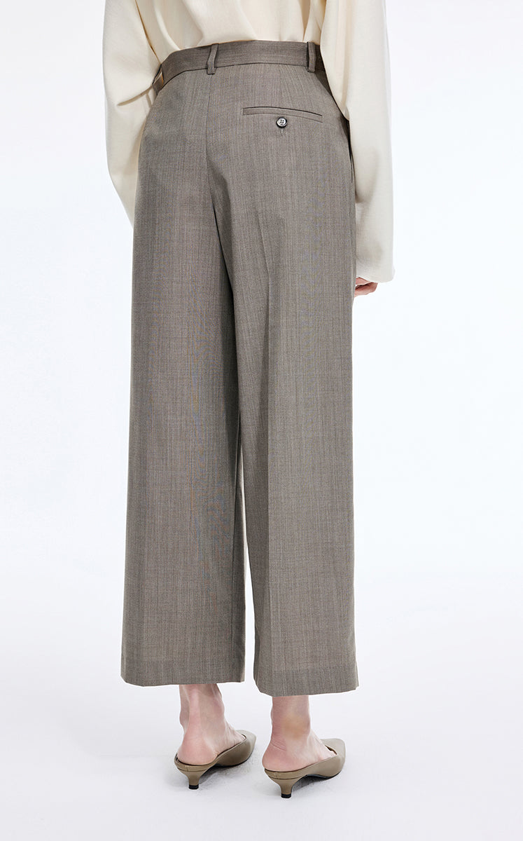 Pants / JNBY Wool Blend Cropped Straight-Leg Pants Greige-1