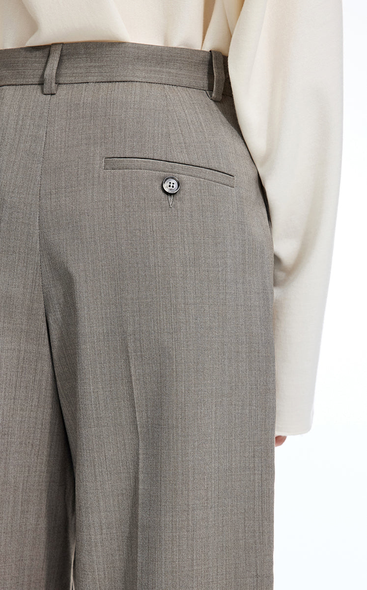 Pants / JNBY Wool Blend Cropped Straight-Leg Pants Greige-1