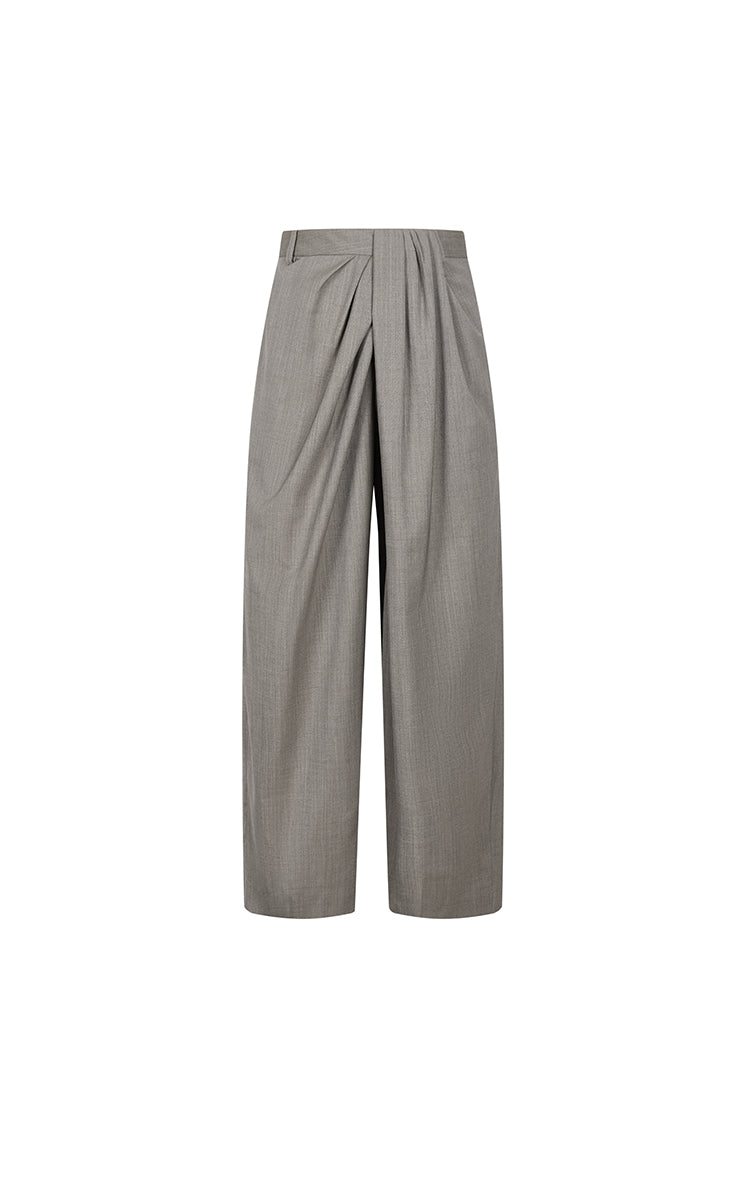 Pants / JNBY Wool Blend Cropped Straight-Leg Pants Greige-1