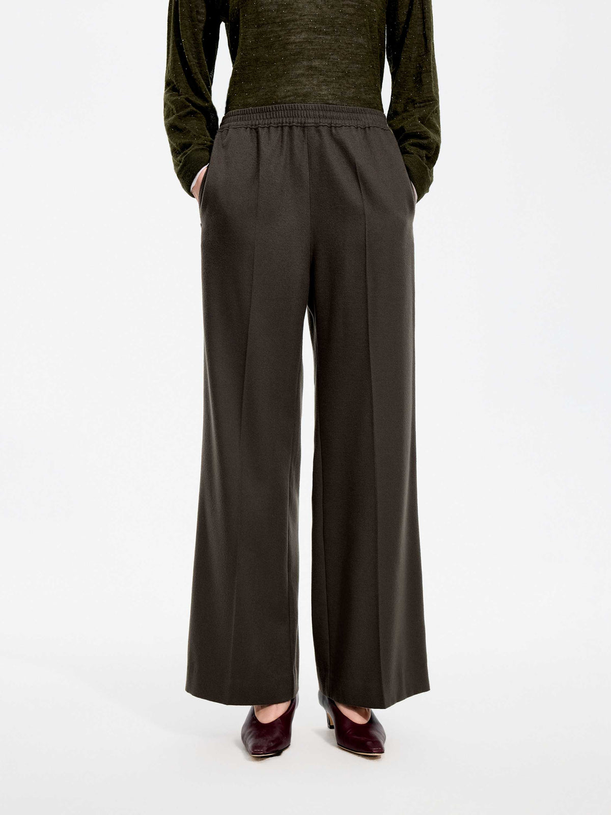 Pants / JNBY Wool Cashmere Flare Trousers Grey-1