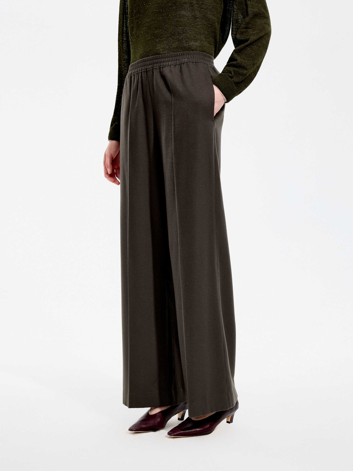 Pants / JNBY Wool Cashmere Flare Trousers Grey-1
