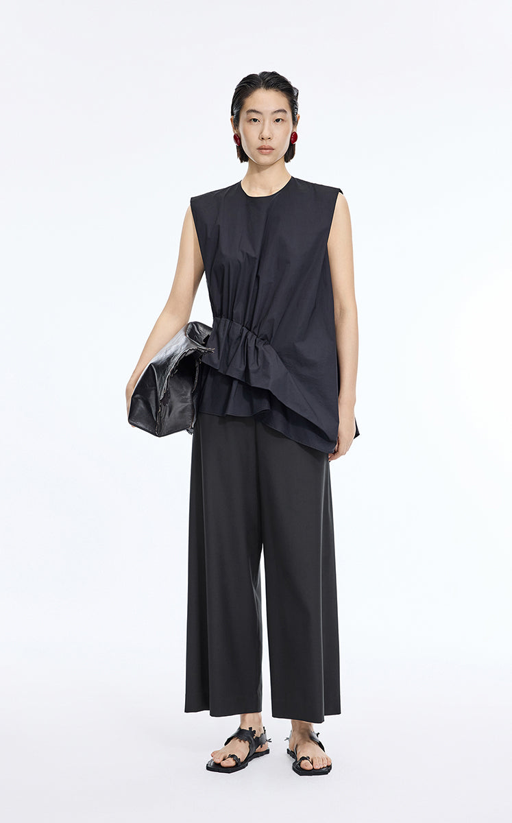 Pants / JNBY Wool Cropped Straight-Leg Pants Black-1