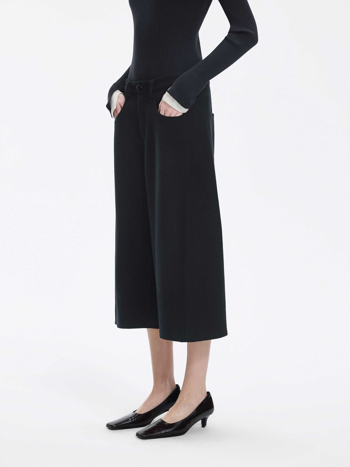 Pants / JNBY Wool Double-Face Banana Trousers Black-1
