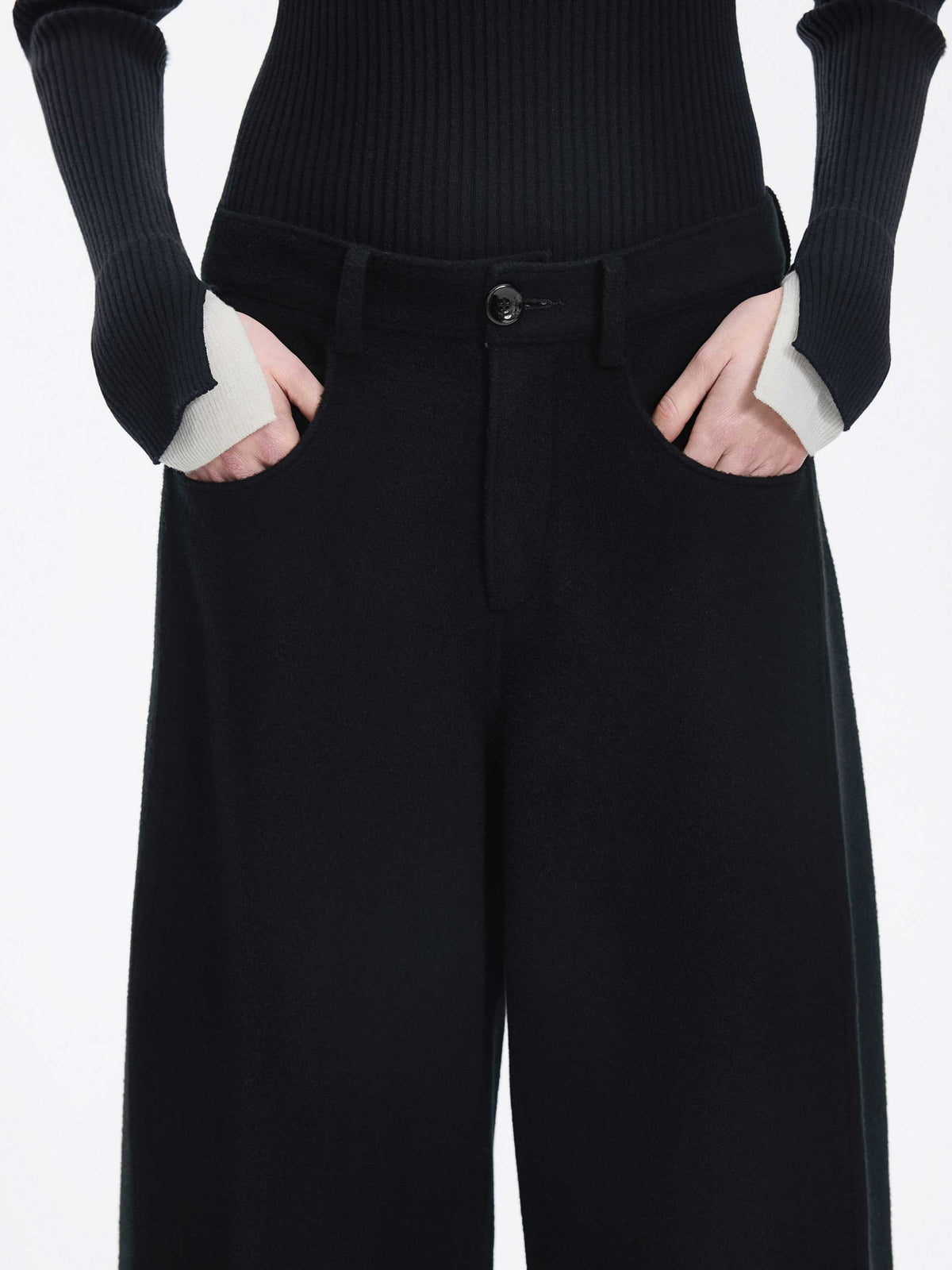 Pants / JNBY Wool Double-Face Banana Trousers Black-1