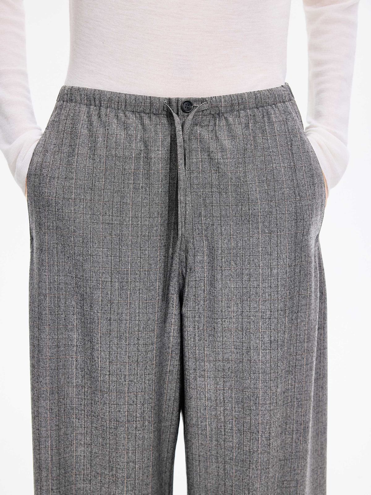 Pants / JNBY Wool Jacquard Wide-Leg Trousers Grey Coffee-2