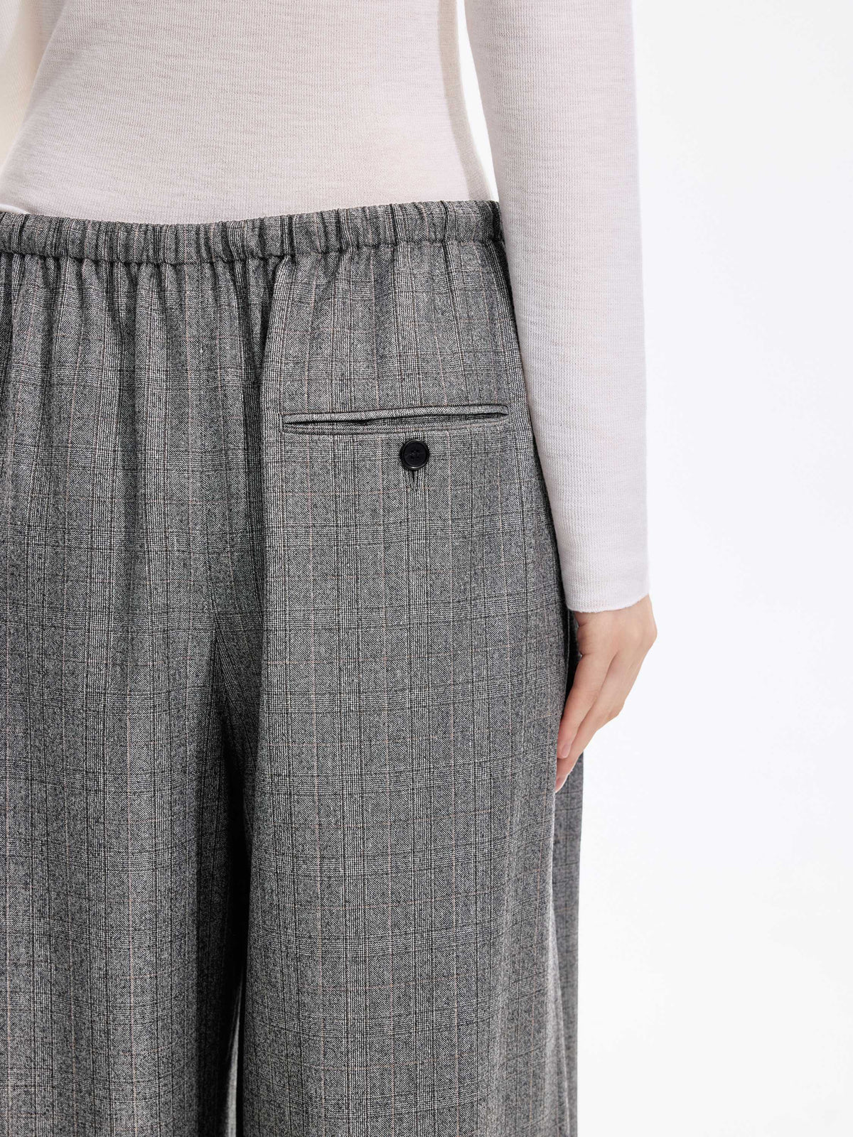 Pants / JNBY Wool Jacquard Wide-Leg Trousers Grey Coffee-2