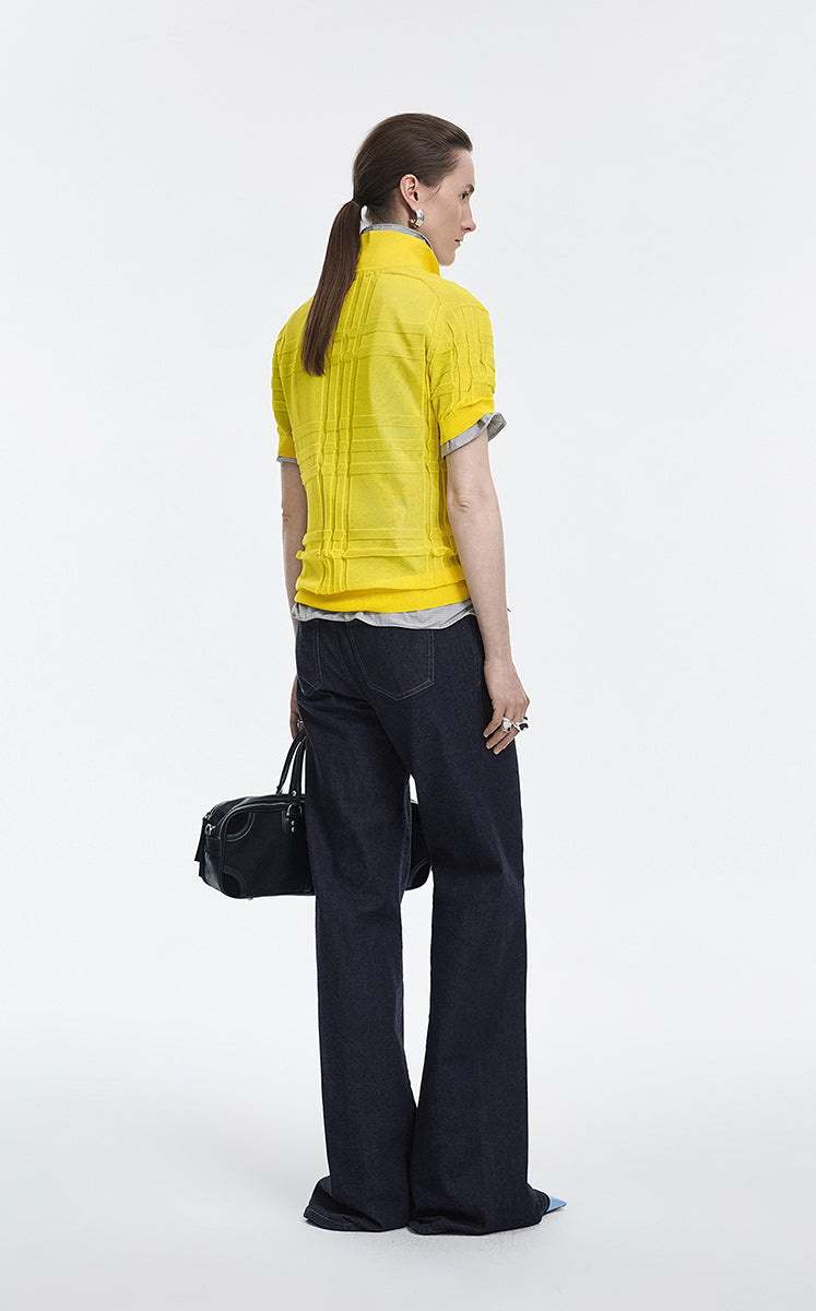 Polo Shirt / JNBY Layered Two-Piece Textured Jacquard Knit Polo