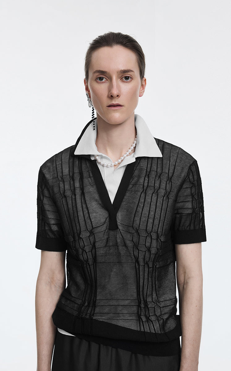 Polo Shirt / JNBY Layered Two-Piece Textured Jacquard Knit Polo